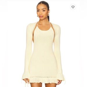 Revolve Crochet Ruffle Sleeve Bolero in Honey Butter
GUIZIO